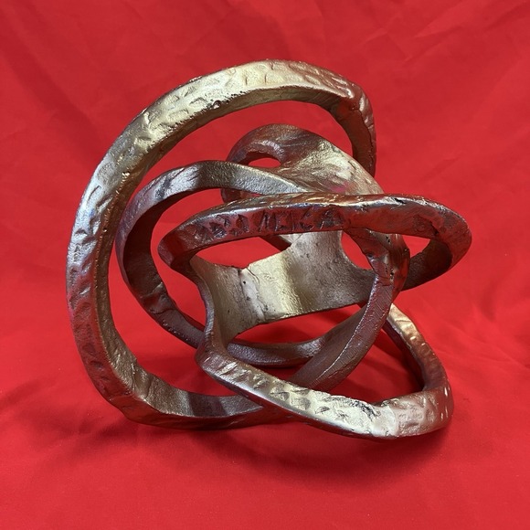 Vintage Gold Tone Metal Knot / Abstract Art / Modern Sculpture Painted / Flaw - Picture 4 of 16